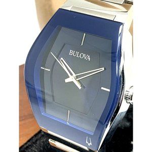 Bulova Men's Watch 96A258 Gemini Futuro Quartz Blue Dial Silver Stainless Steel